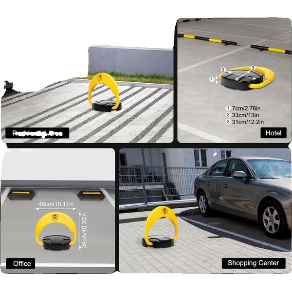 Blocco Parcheggio, Telecomando, Impermeabile IP67, Giallo E Nero-image