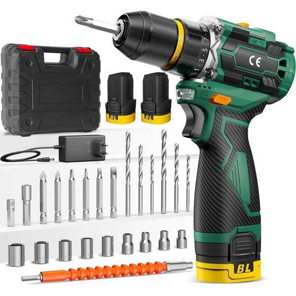 Trapano Avvitatore A Batteria, Motore Brushless, 23 Livelli Di Coppia, 2 Batterie-image