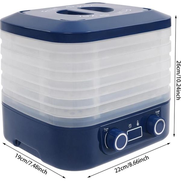 Essiccatore Per Alimenti, Regolazione Della Temperatura, Timer Da 48 Ore, Blu-image