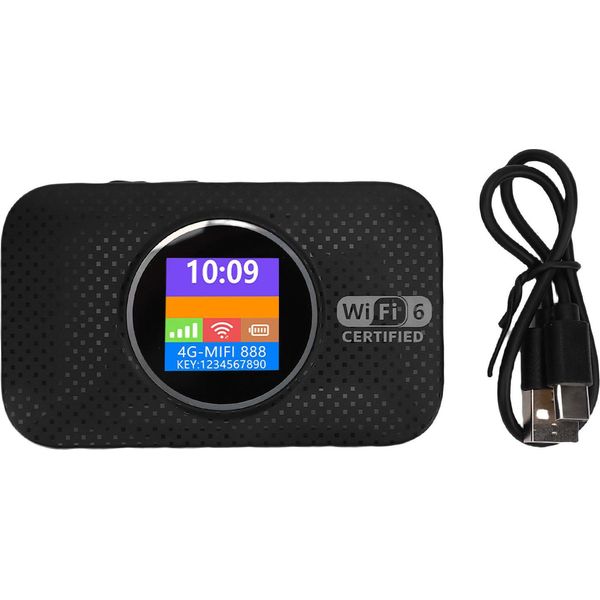 Router Wlan Mobile 4G Lte Lockless 6 300 Mbit/S Slot Sim Dispositivo Hotspot Portatile Per Viaggi In Campeggio Nero-image