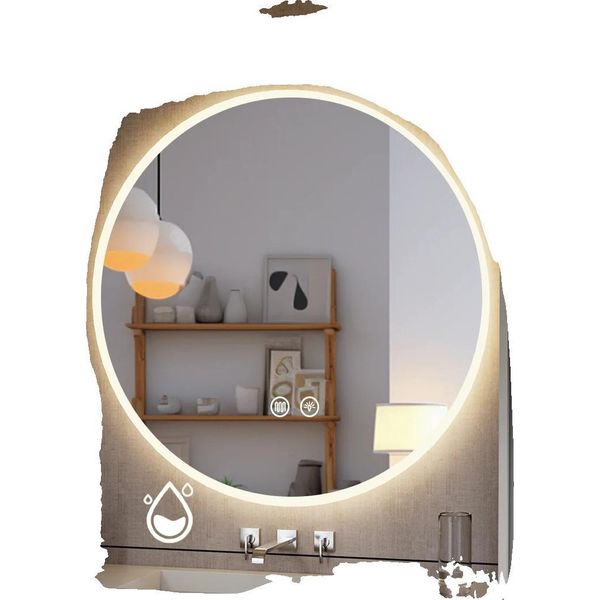 Specchio Da Bagno A Led, Luce Dimmerabile, Funzione Antiappannamento, Forma Rotonda, 60X60X3 Cm,-image