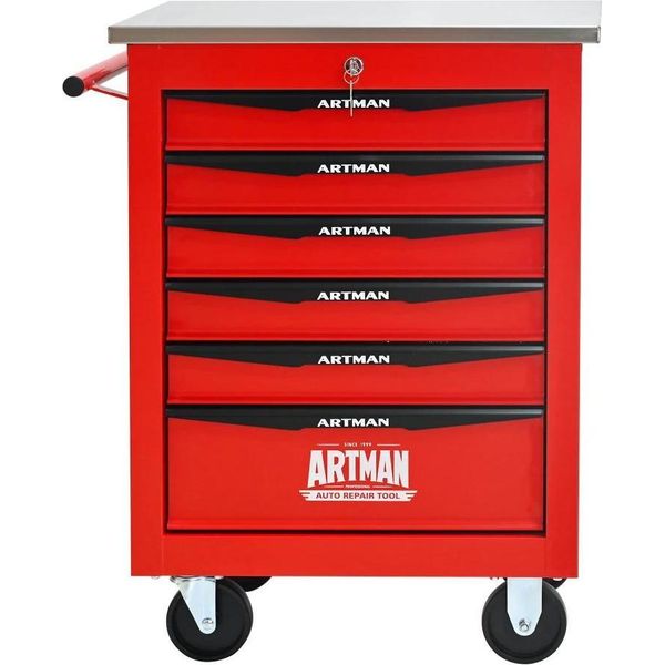 Carrello Portautensili, 6 Cassetti, Design Mobile, 6 Cassetti Rosso-image