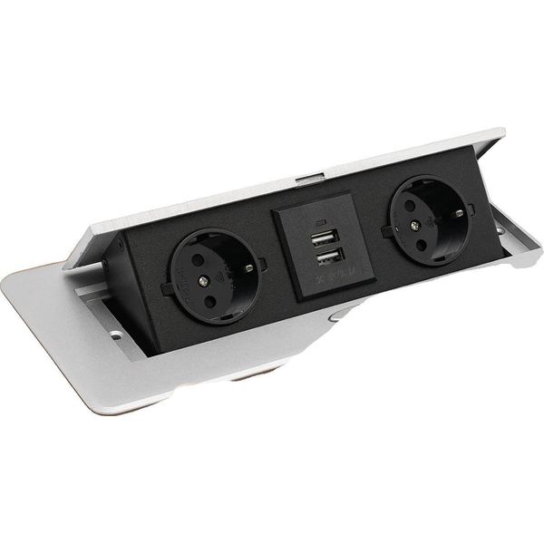 Presa Pop-Up, Lega Di Alluminio, Porte Di Ricarica Usb, Argento-image