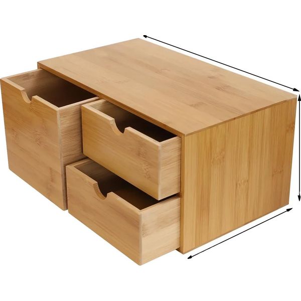 Organizer Da Scrivania, Materiale In Bambù, Design Retrò, Colore Legno-image