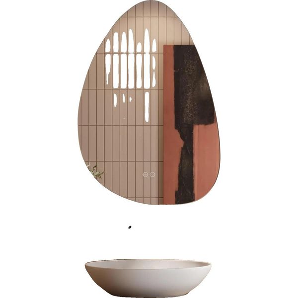 Specchio Da Bagno, 80X55 Cm, Luce Led, Luminosità Regolabile, 3 Colori Di Luce, Funzione Antiappannamento-image
