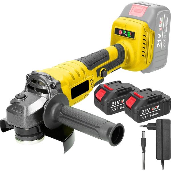 Smerigliatrice Angolare, Motore Brushless, Design Senza Fili, 2 Batterie-image