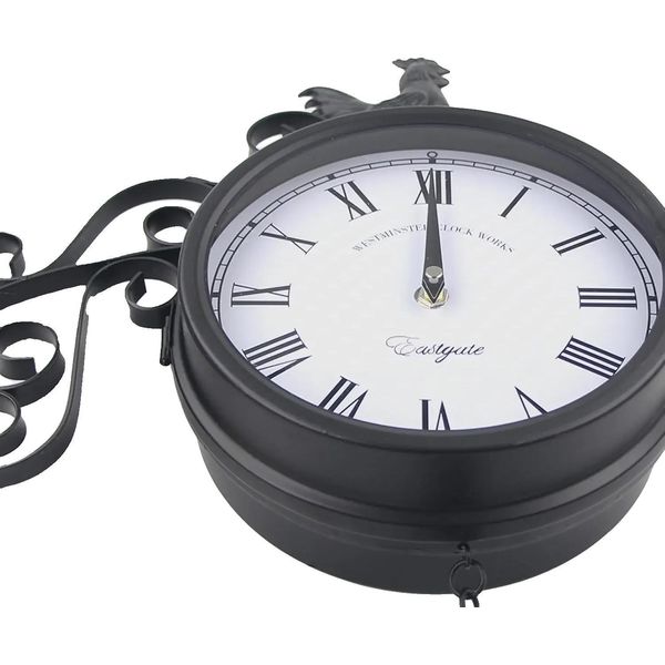 Orologio Da Stazione, Design Vintage Bifacciale, Resistente Alle Intemperie, Nero-image