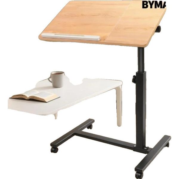 Scrivania Regolabile In Altezza, Dimensioni 58-90 Cm, Piano Del Tavolo 60 X 34,5 Cm, Base 57 X 41 Cm, 4 Rotelle Universali, Angolo Regolabile Orizzontalmente A 360°-image