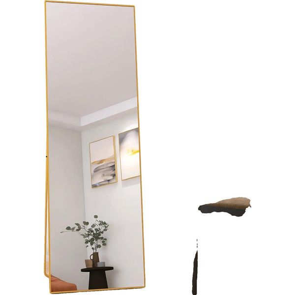 Specchio A Figura Intera, Vetro Temperato, Telaio In Lega Di Alluminio, 162X53 Cm-image