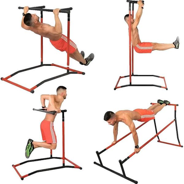 Power Tower, Altezza Regolabile Da 2 A 2,6 Metri, Portata 100 Kg, Versatile Per L'allenamento Della Forza, Struttura In Acciaio, Nero + Rosso-image
