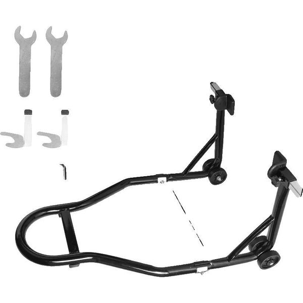 Cavalletto Per Moto, Robusta Struttura In Ferro, Regolabile In Altezza, Nero-image