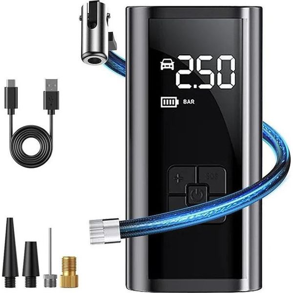 Pompa Ad Aria Per Auto, Rilevamento Intelligente Della Pressione, Utilizzo Versatile, Senza Fili, Alimentata A Batteria-image