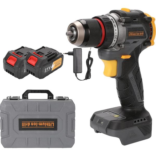 Trapano Avvitatore A Batteria, Funzionalità 3 In 1, Motore Brushless, 2 Batterie, Ue-image