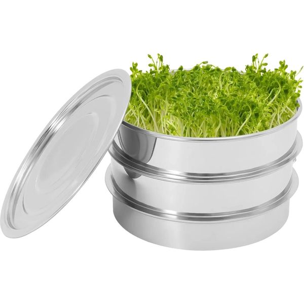 Vassoio Germinatore, Acciaio Inossidabile Per Uso Alimentare, Diametro 20 Cm, Adatto Per Germogli E Microverdure, Drenaggio E Circolazione Dell'aria Ottimizzati, Resistente Ai Graffi E Alla Corrosione.-image
