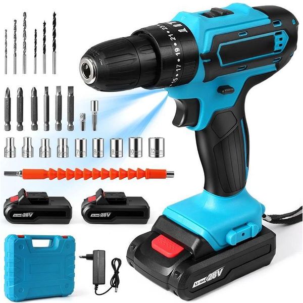 Trapano Avvitatore A Batteria, Coppia Elevata, Batteria Ricaricabile, Con 2 Batterie-image