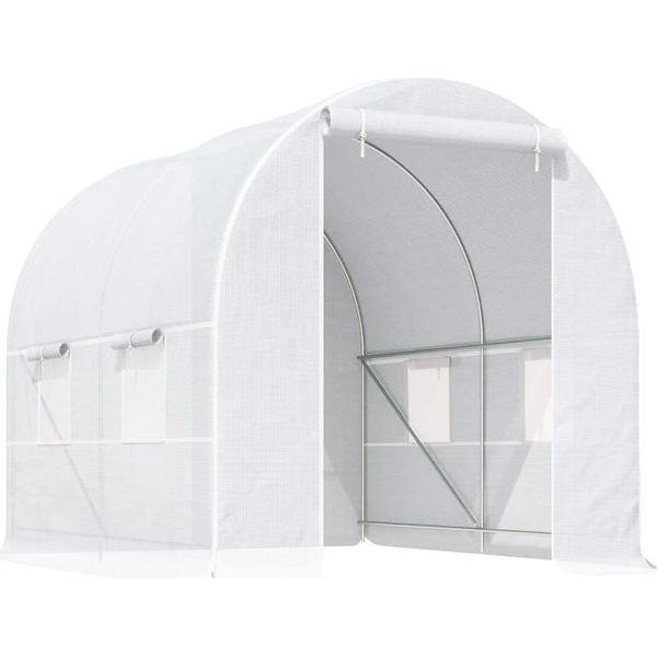 Serra, Copertura In Plastica Pe Resistente, Lunghezza 245 Cm, Larghezza 200 Cm, Altezza 200 Cm, 6 Finestre Avvolgibili-image
