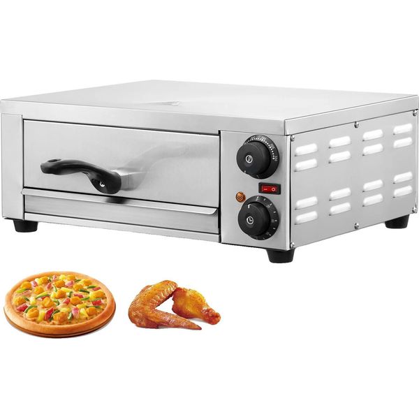 Forno Elettrico Per Pizza, Capacità 12 Pollici, Potenza 1500 W, Intervallo Di Temperatura Da 50 °C A 350 °C, Doppio Tubo Riscaldante, Timer Da 0 A 120 Minuti-image