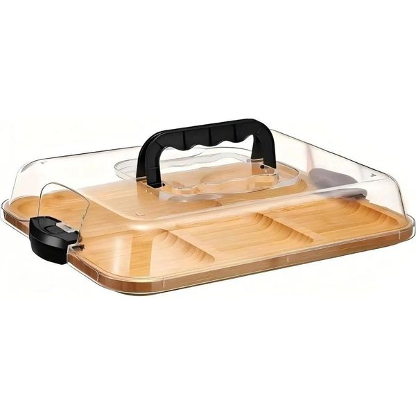 Vassoio Per Formaggi, Vassoio Da Portata Suddiviso, Design Portatile, Marrone-image