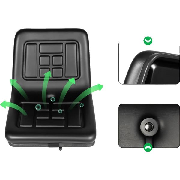 Sedile Per Trattore, Design Ergonomico, Regolabile, Nero-image