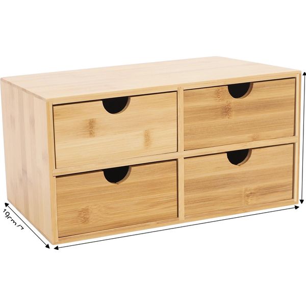 Organizer Da Scrivania, Materiale In Bambù, 4 Cassetti, Colore Legno-image