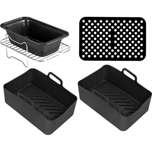 Set Di Accessori Per Friggitrice Ad Aria Calda, Griglia, Teglia, Nero-image