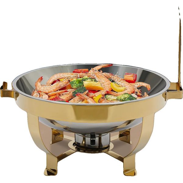 Chafing Dish, Struttura In Acciaio Inossidabile, Grande Capacità 8 L, Oro-image