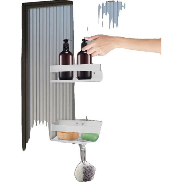 Scaffale Da Bagno, Design A 2 Ripiani, Acciaio Inossidabile Resistente, Argento-image