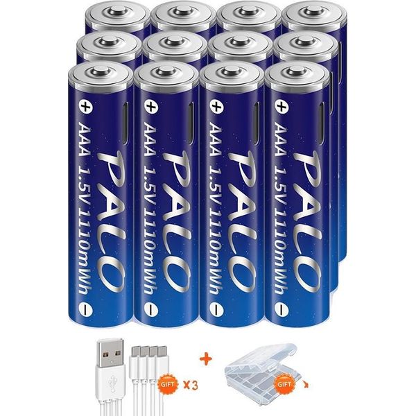 Batteria Aaa, Agli Ioni Di Litio, Ricaricabile Tramite Usb, 12 Pezzi-image