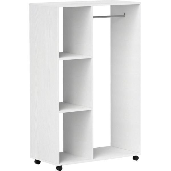 Appendiabiti Mobile, Materiale Ligneo, 80 Cm X 40 Cm X 128 Cm, Carico Massimo 15 Kg, Carico Sulle Barre 10 Kg, Appendiabiti Con Rotelle-image