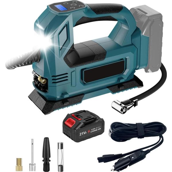 Compressore D'aria A Batteria, Gonfiaggio Rapido, Luce Led, 1 Batteria, Ue-image