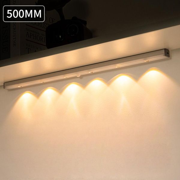50CM Senza Fili Ha Condotto La Luce Del Gabinetto Con Il Rivelatore Di Moto, Usb Ricaricabile Dimmable Sotto La Luce Del Gabinetto, Luce Del Gabinetto Della Cucina Della Scala Della Cucina Ha Condotto La Luce Del Gabinetto, Bianco Caldo-image