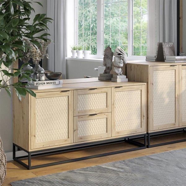 Vicco Credenza Natal, 140 X 72 Cm Con 2 Porte E 2 Cassetti, Rovere-image