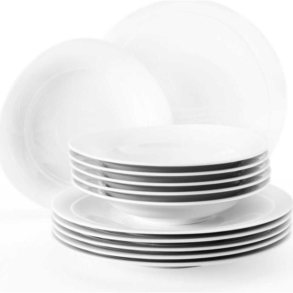 Seltmann Weiden Trio Bianco Servizio Da Tavola 12 Pezzi.-image