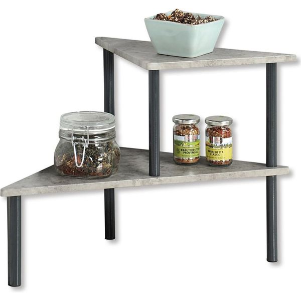 Scaffale Da Cucina Kesper Scaffale Da Cucina Ad Angolo Con 2 Livelli - Aspetto Concreto - 53 X 38 X 38 Cm - ® - Scaffale In Metallo E Cartone Laccato - 27811-image