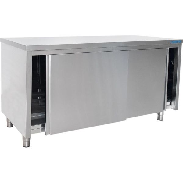Mobile Da Lavoro Saro 1600X600X850Mm Con Ante Scorrevoli, 1 Ripiano In Acciaio Inox-image