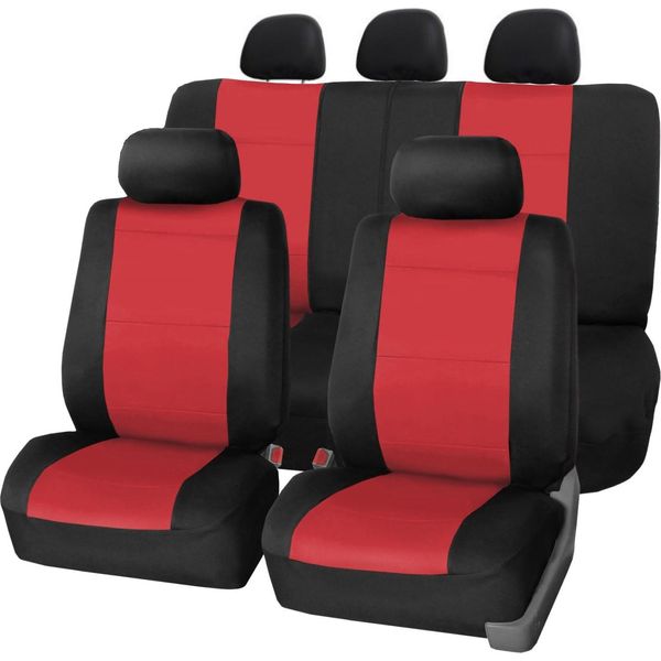 SB615 - Set Di Coprisedili, Per Veicoli Con O Senza Airbag Laterale, Nero, Rosso-image