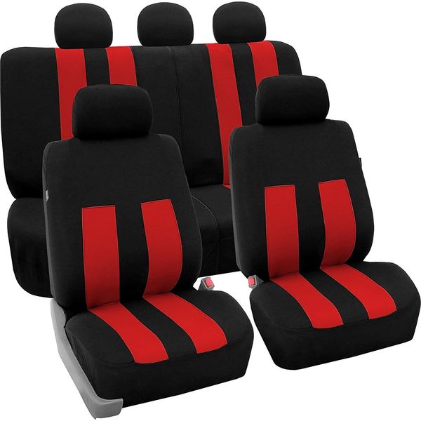 SB611 - Set Di Coprisedili, Per Veicoli Con O Senza Airbag Laterale, Nero, Rosso-image