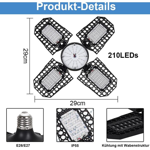 120W 210Leds E26/E27 Spettro Completo Led Pianta Crescere Lampada Pieghevole 1500Lm Pianta Lampada Pianta Luce Indoor Pianta Crescere Lampada Lampadina-image