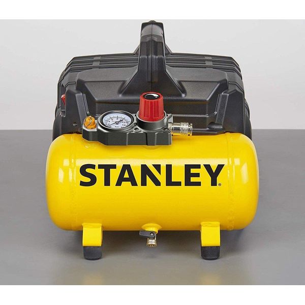Compressore Stanley DN200/8/6 8 Bar - Compressore Silenzioso Con Serbatoio Da 6L - Compressore Di Aspirazione Senza Olio 105L/Min - Con Impugnatura E Piedini Antiscivolo - Adatto Per Utensili Pneumatici-image