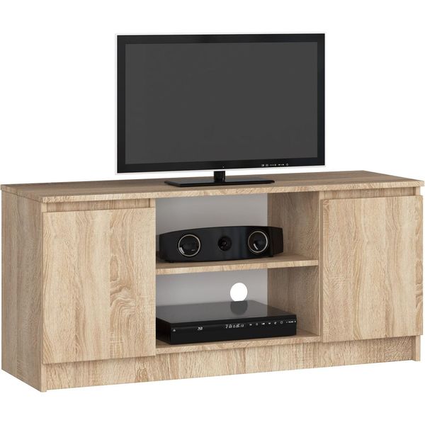 Mobile Tv 120 Cm In Rovere Sonoma Con Spazio Di Archiviazione E Per Attrezzature Audio-image