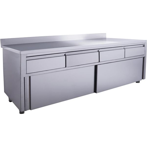Armadio Ad Ante Scorrevoli Saro Con 4 Cassetti E Alzatina, 1800X700Mm-image