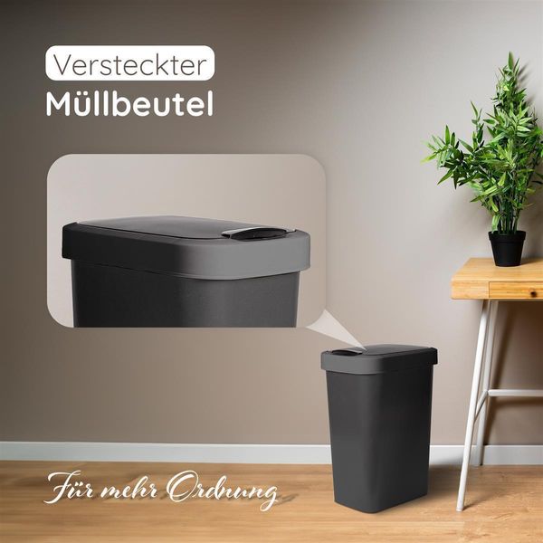 Novaliv Cestino Per Rifiuti 50L Con Coperchio 2In1, Coperchio A Cerniera E Coperchio A Battente, Elegante Cestino Antiodore Per Cucina Ufficio Casa, Cestino Per Rifiuti Cestino Per Rifiuti Cestino Per Rifiuti In Plastica Pattumiera Per Rifiuti-image