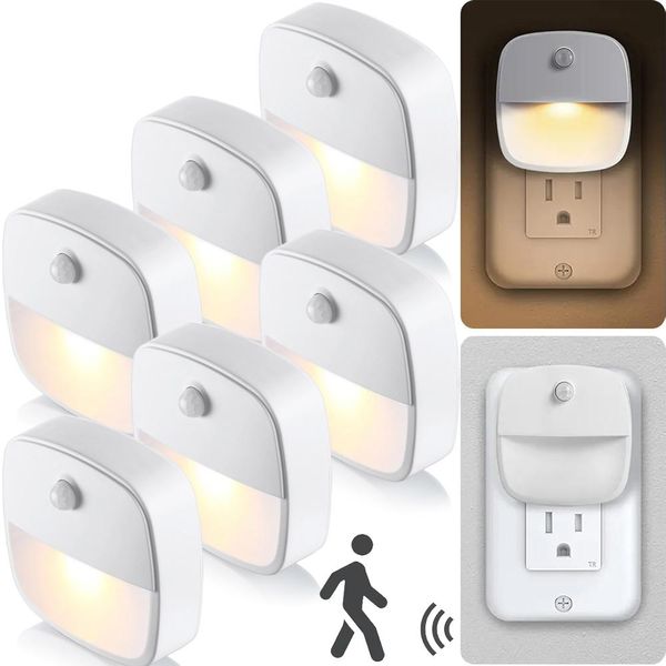 Presa Di Corrente A 6 Led Con Rilevatore Di Movimento Luce Notturna, Colore Della Luce: Bianco Caldo-image