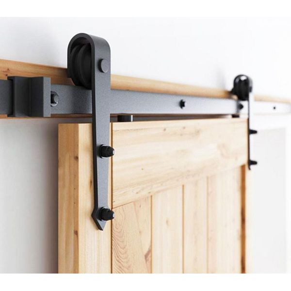 Jiubiaz Porta Scorrevole Sistema Di Montaggio Porta Scorrevole Set 150Kg Pavimento Guida Guida Porta Rullo Assemblaggio Set Di Binari In Esecuzione Vetro / Legno Porta Scorrevole 200Cm-image