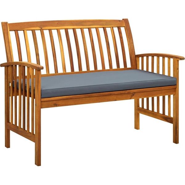 The Living Store Panca Da Giardino Con Cuscini 119 Cm In Legno Massiccio Di Acacia-image