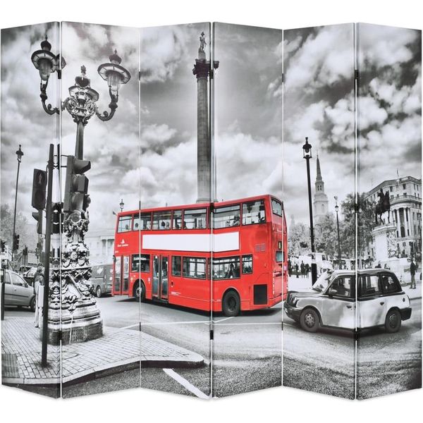 Divisorio Pieghevole The Living Store 228 X 170 Cm London Bus Bianco E Nero-image