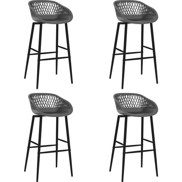The Living Store Sgabello Da Bar 4 Pz. Grigio-image
