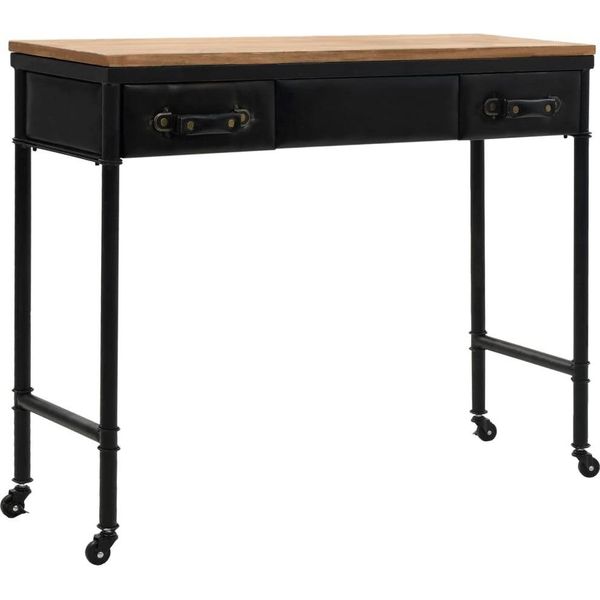 The Living Store Consolle In Mdf E Legno Di Abete 100 X 33,5 X 80 Cm-image