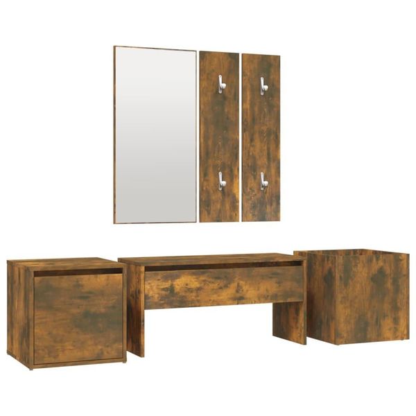 Syfax™ Set Di Mobili Da Corridoio Rovere Fumo In Legno Multistrato-image