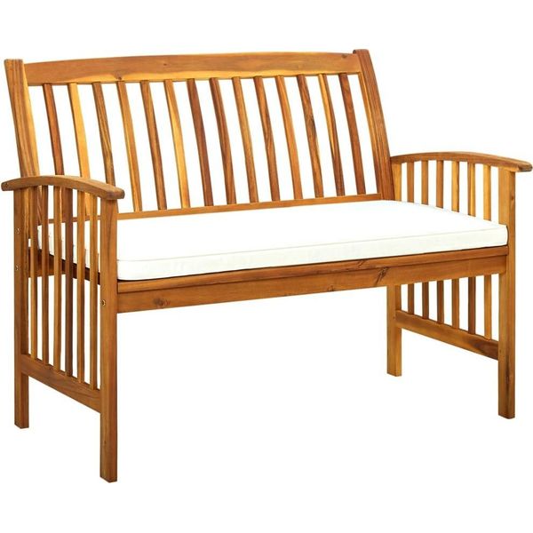 The Living Store Panca Da Giardino Con Cuscini 119 Cm In Legno Massiccio Di Acacia-image